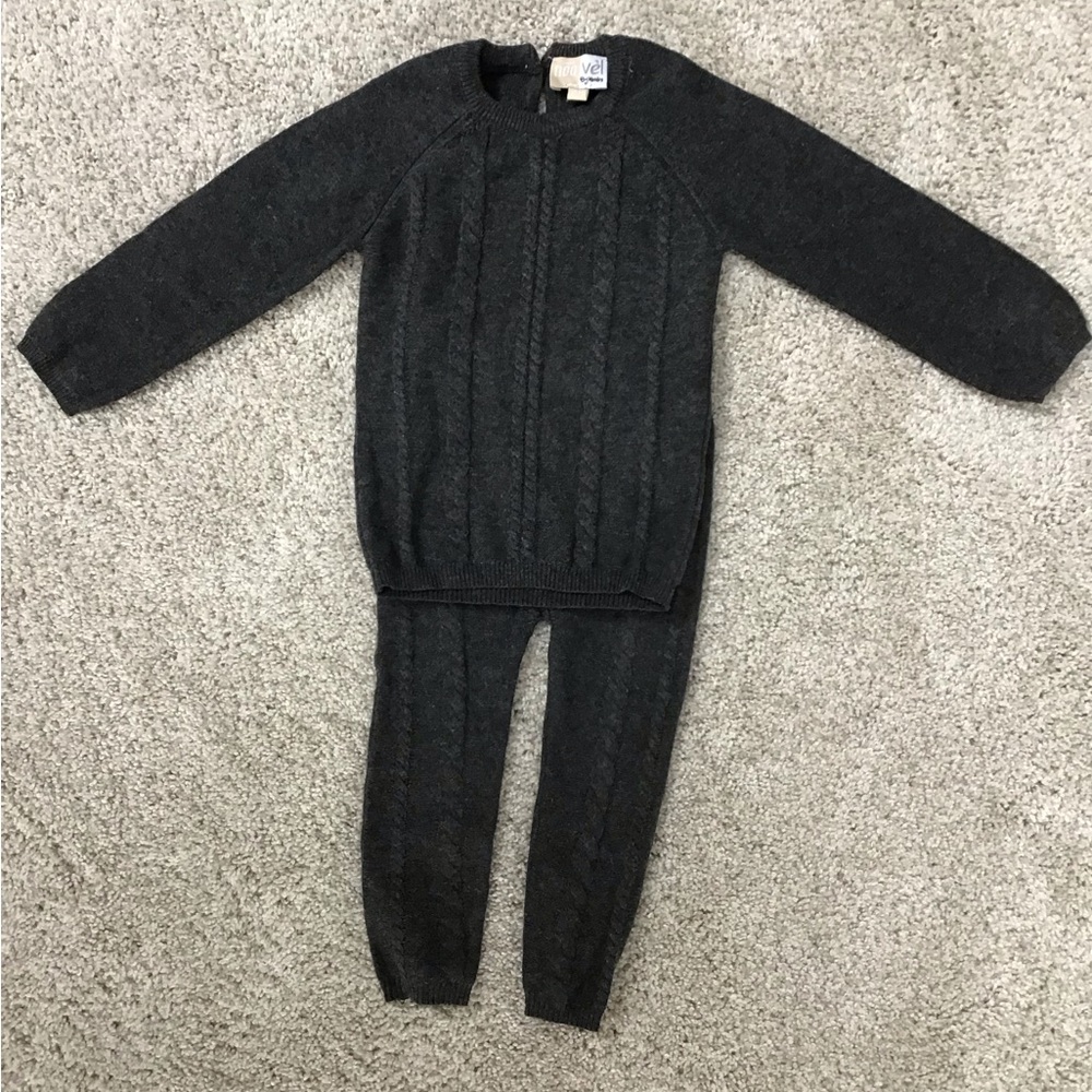 MANIERE Diamond Knit Long Sleeve Cotton Sweater & Pants Set | Size 18m
